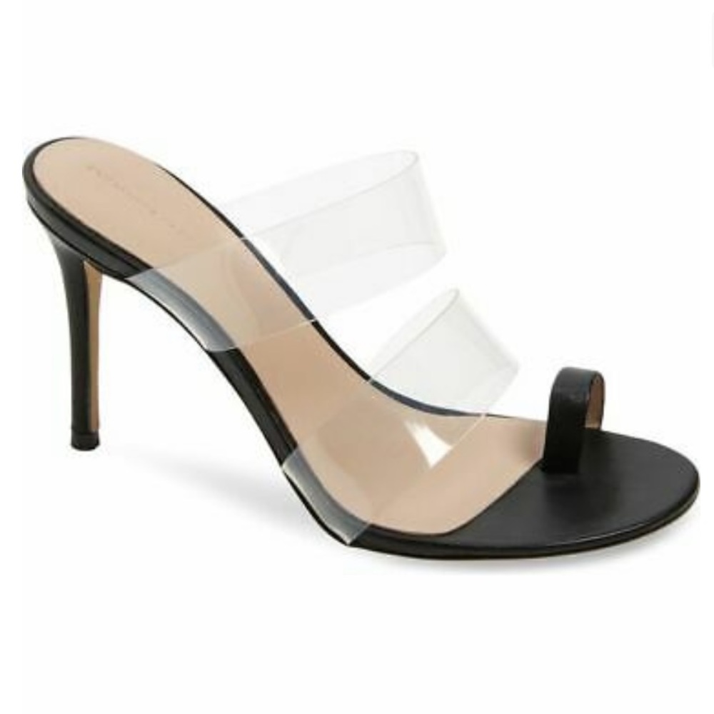 NWOT Something Navy Flora Sandal Heels in Black Sz 9.5